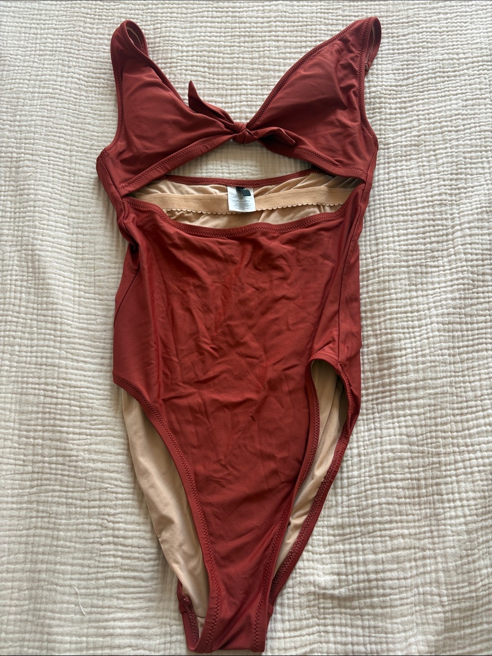 J. Crew Rust Brown One-Piece Swimsuit with Front Knot
